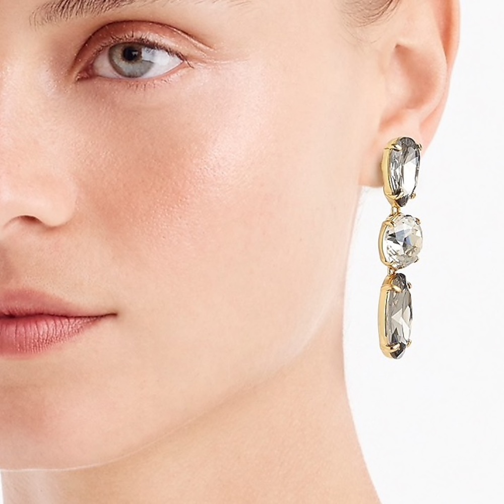 HP⭐️JCREW Pear-Shaped Triple Stone Drop Earrings - Picture 2 of 3